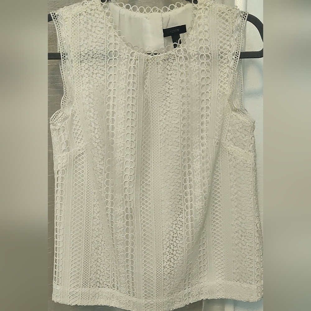 J.Crew Sleeveless Off white Lace Top Size 2